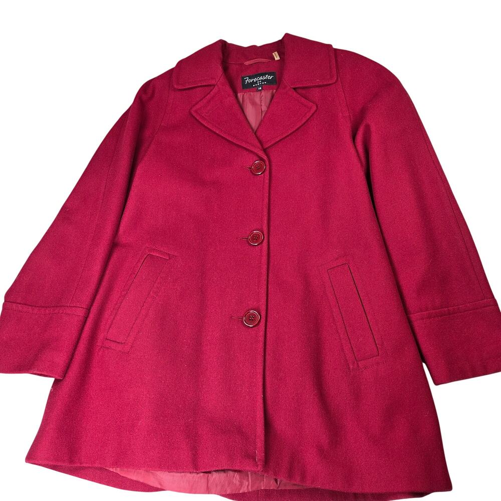 Forecaster of Boston Wool Blend Car Coat Womens 14 Burgundy 3 Button Jacket